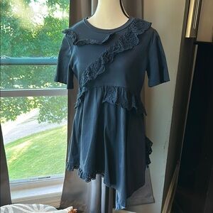 GOEN.J Blue Lace Asymmetrical Designer Tunic